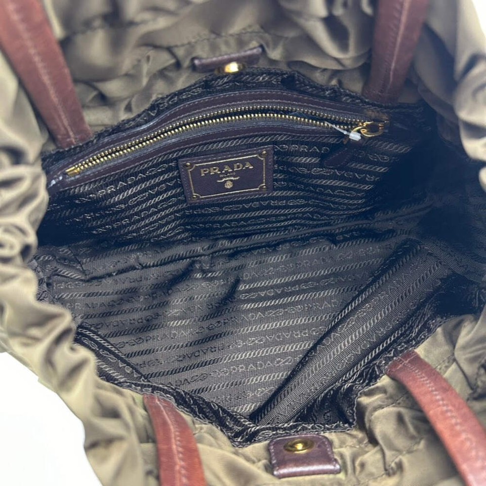 Prada Olive Green Nylon Jacquard Tote Bag Handbag eBay