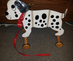 wooden pull along dog