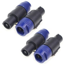 4 x Speakon NL4FC Blue 4 Pin Male Plug Compatible Audio Speaker Cable Connector