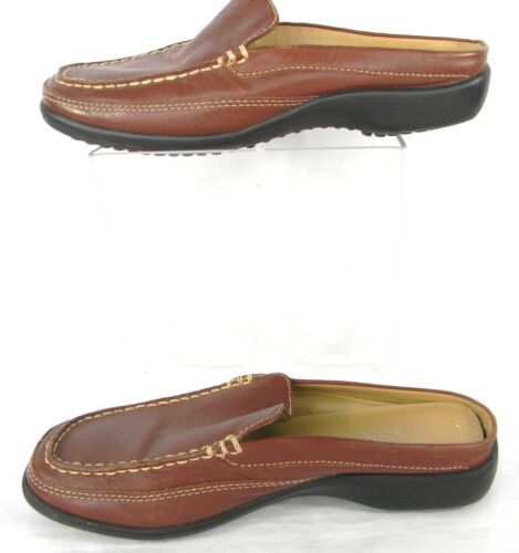 Bass Sandals Women Size 6.5M Brown Leather Slip-on Shoes Block Heel Sandals - Picture 2 of 10