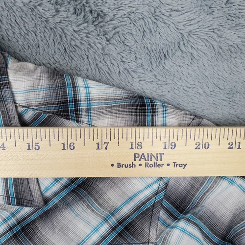 Wrangler Men's Long Sleeve Pearl Snap Plaid Western Shirt Blue Black White Sz XL - Picture 7 of 17