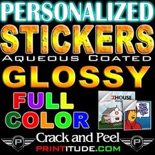 1000 FULL COLOR 2X5 Stickers, 100lb Glossy Aqueous Coating 2"X5" STICKERS