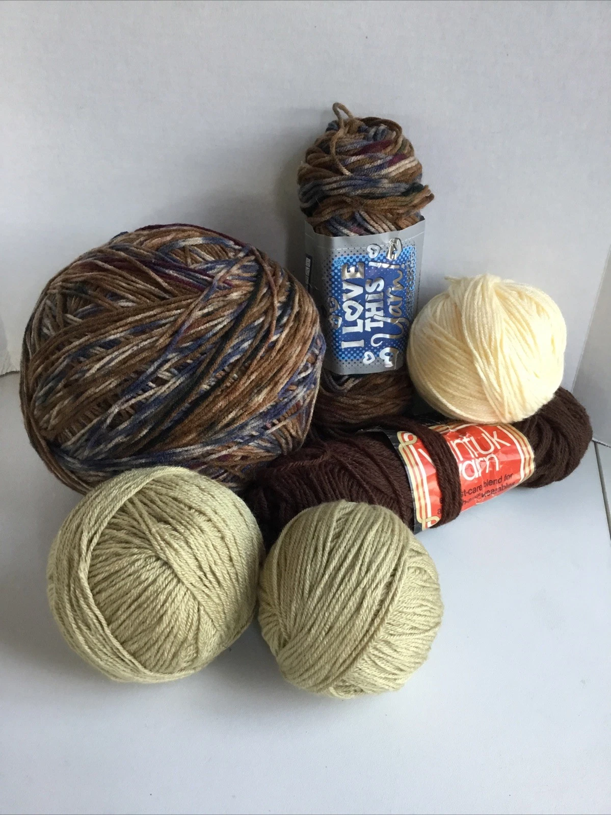 Huge Lot of Yarn - Estate Find Various Materials Shades of Browns / tan NICE - product detail image 1