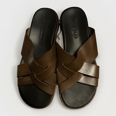 Cole Haan Nantucket Cross-Strap Sandals Slide Men Size 10 Dogwood Brown