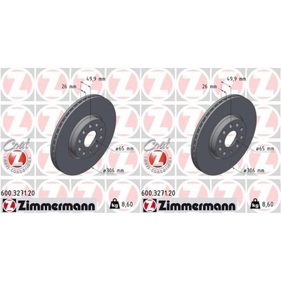 2x ZIMMERMANN BREMSSCHEIBEN 306mm INNENBELÜFTET VORNE passend für AUDI A3 CUPRA 