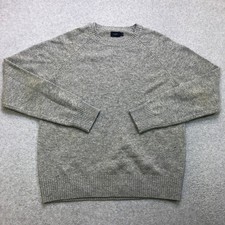 J Crew Sweater Men's Large Grey 100% Lambs Wool Crew Neck Preppy Tight Knit