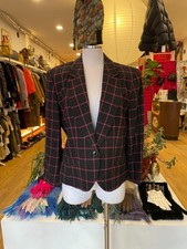 1980s Pendleton Check One Button Black Wool Jacket - Size 12 Small-Medium