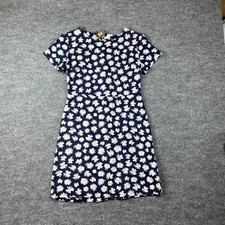 Old Navy Sheath Dress Women Medium Blue Daisy Print Back Zip Stretch Cap Sleeve