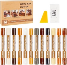 12 Colors Wood Filler Sticks,Wood Repair Wax Crayons Furniture Touch Up Kit,R...