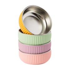 Non-Stainless Steel Bowl 5 with Non-Slip Grooved Silicone Shell, Set of 4...