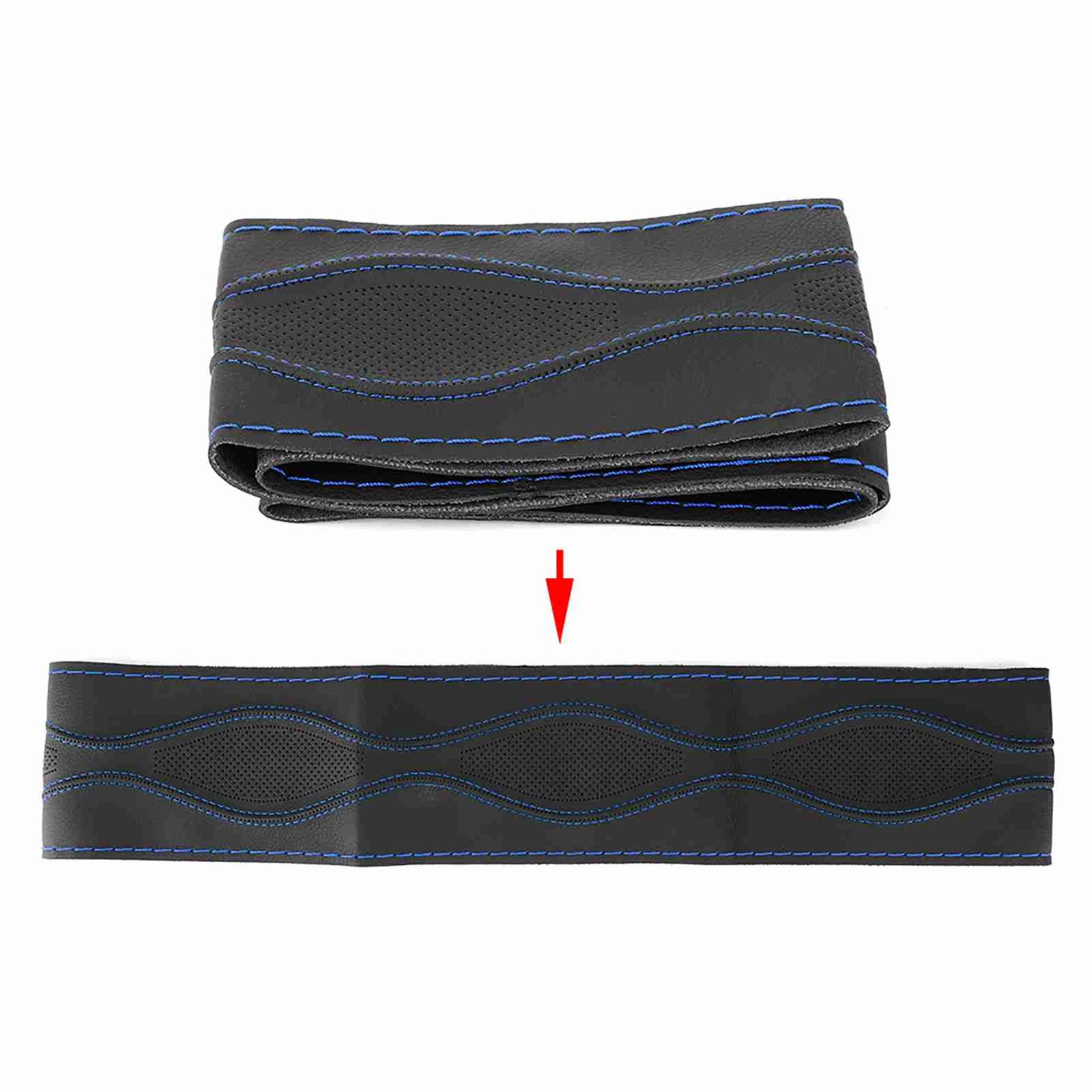 DIY 15in Leather Steering Wheel Wrap Cover Hand Stitching Car Accessories For