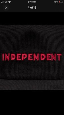 New! Sealed! Independent Trucks Hat Black Skate Cap Corduroy Hawk Hosoi