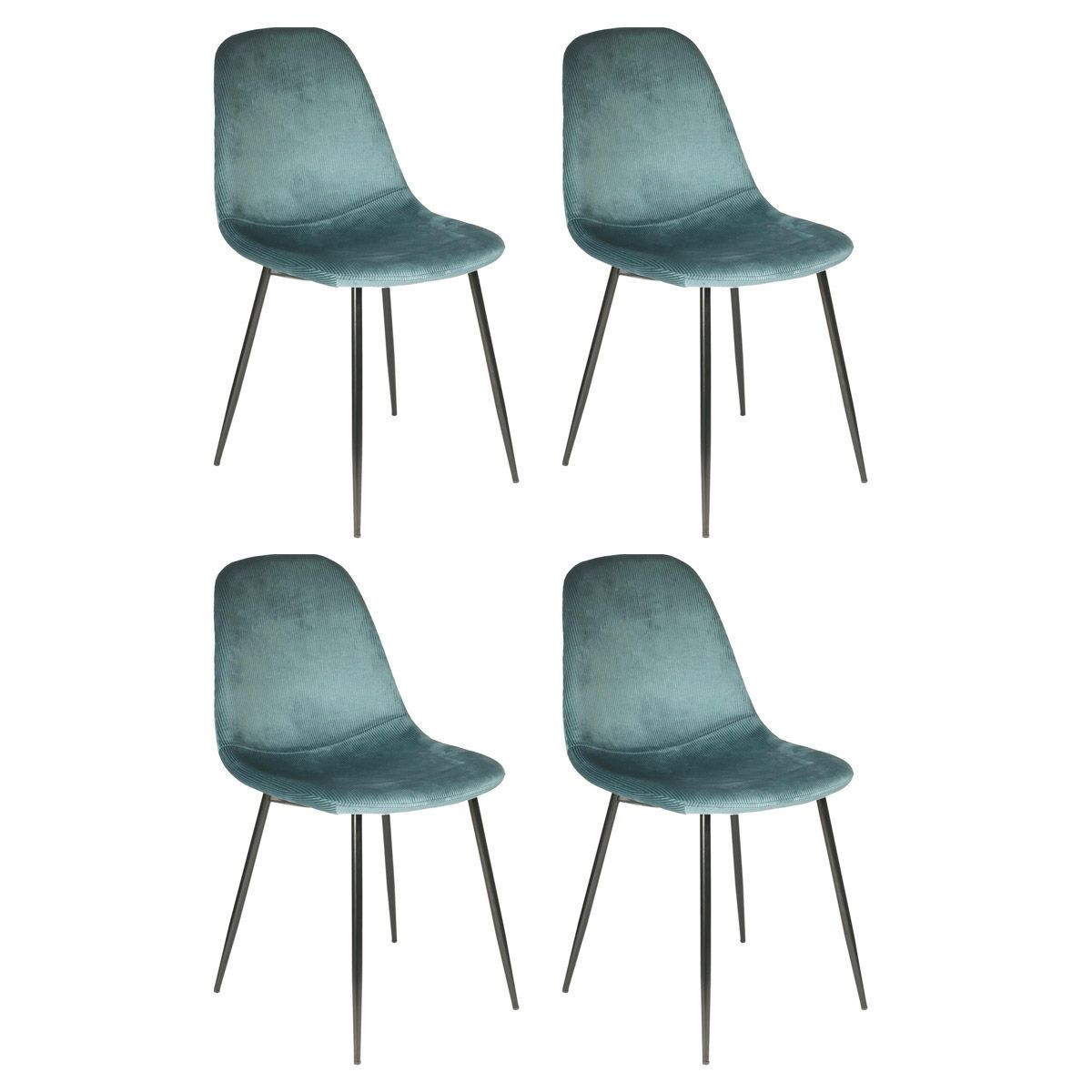 Chaises bleu canard Giulia en velours de 85cm pour sublimer vos repas de famille