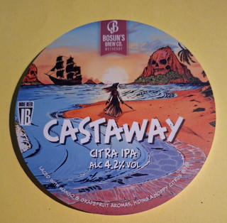 BOSUN'S brewery CASTAWAY cask real ale beer pump clip badge front Yorkshire