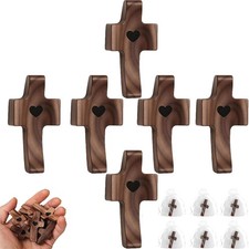 Wooden Cross Fidget,Cross My Heart,Small Wooden Crosses for Pocket and Hand P...