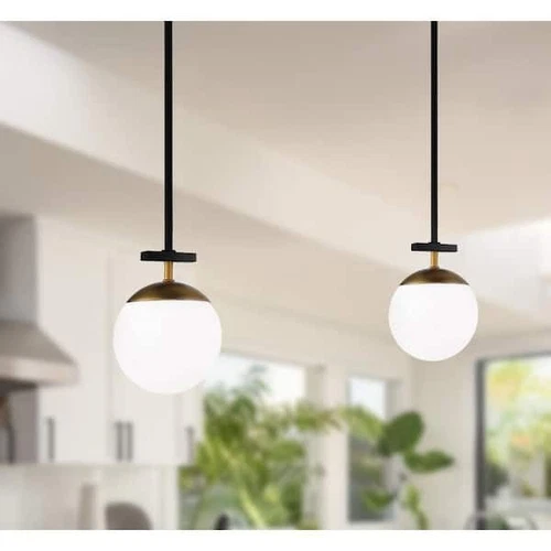 Kovacs P351-618 Alluria Mini Pendant with Etched Opal Glass - Black/Gold - Picture 3 of 7