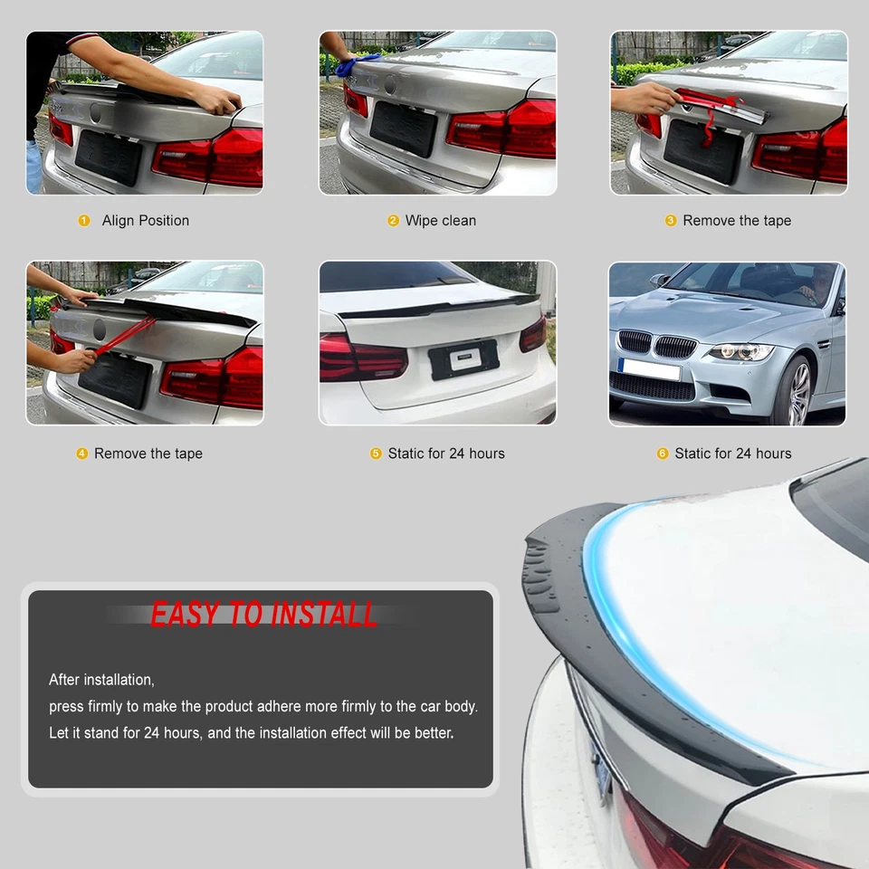 Glossy Black Spoiler Fit 2006-2011 BMW E90 ABS Wicker Bill (Free Ship US) Foto 4 de 4