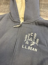 L.L. Bean Blue Fleece Cotton Full Zip Hoodie Kids L 14/16 Sherpa Lined Hooded