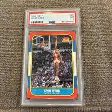 1986-87 Fleer - Spud Webb #120 (RC) Atlanta Hawks PSA 7 NM Sharp