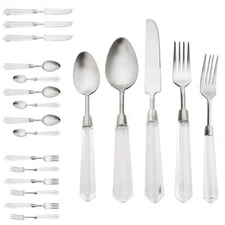 20pcs 304 Stainless Steel Silver Flatware Cutlery Set, Matte Finished Knife F...