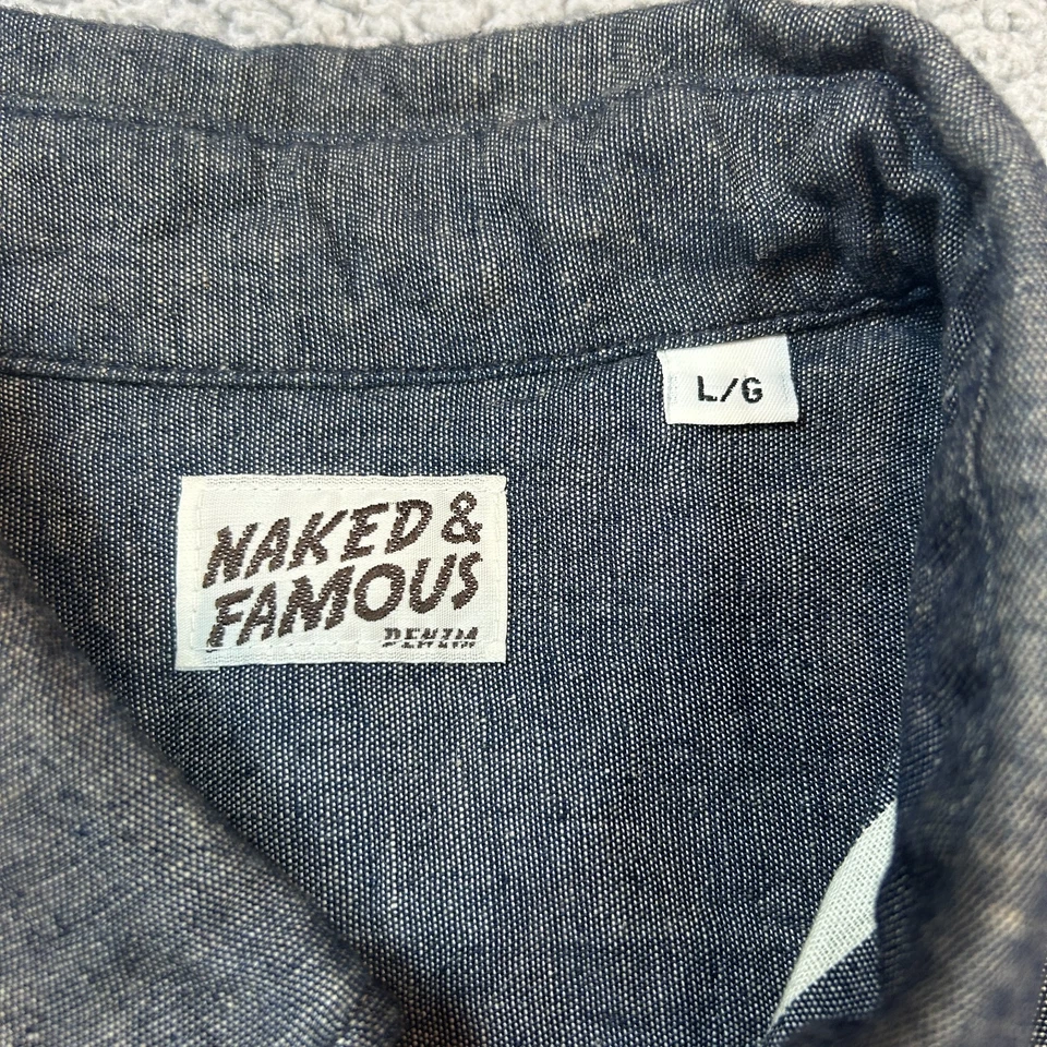 Рубашка Naked And Famous Easy Guy - японская ткань с темно-серым узором мужская размер L - Изображение 3 из 4