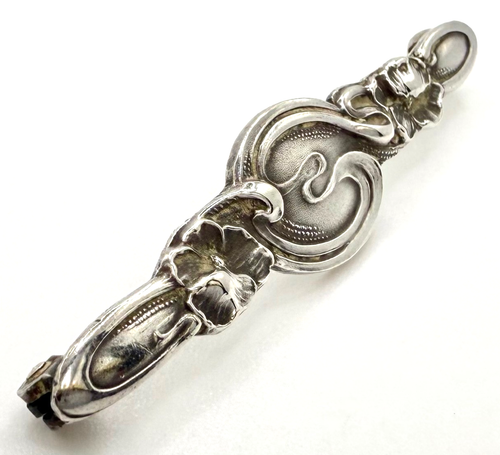 Antique Art Nouveau UNGER BROTHERS Chased Sterling Silver Flower Bar ...
