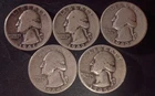 (5) Yr Run 90% Silver Wash Quarters (All P's): 41, 42, 43, 44, 45)--Below Melt