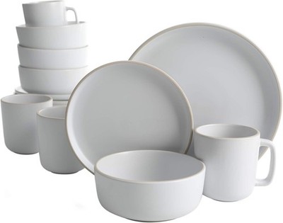 16 Piece Round Kitchen Dinnerware Set Dishes Plates Bowls Mugs Service for 4