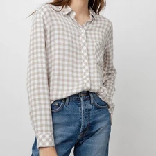 Rails Hunter Plaid Flannel Shirt Button Down in Powder Wheat Womens Medium