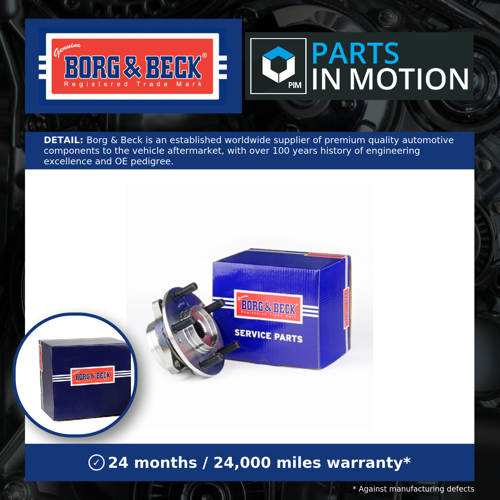 Wheel Bearing Kit BWK1596 Borg & Beck 51750F2000 Genuine Top Quality Guaranteed