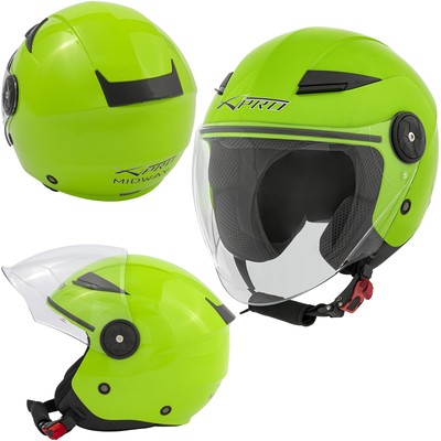 Helm Jet Motorrad City Zertifikat ECE 22 Lang Visier Roller Grün