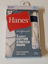 3-Pack HANES Originals Women's Size 5 /S Cotton Stretch Bikini Underwear New