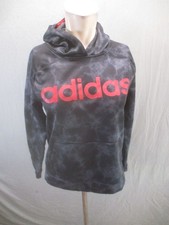 ADIDAS Size XL 18-20 Boys Gray Pocket Fleece Lined Warm Athletic Hoodie 484