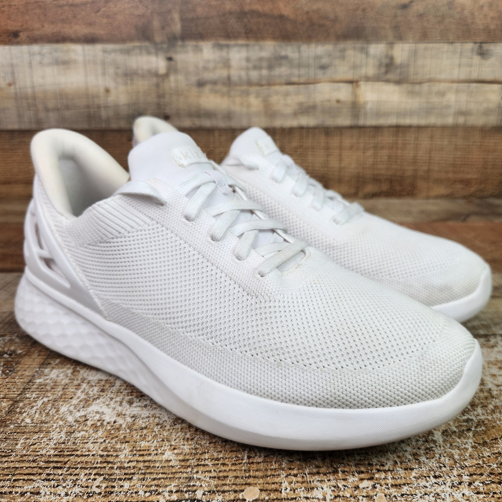 SAOLA Scarpe slip on Kizik Athens uomo taglia 9 Wmn's 10 5 bianche in maglia basse stringate mani libere