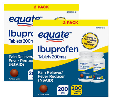 Equate Ibuprofen Tablets 200 mg, Pain Reliever/Fever Reducer, 4 Pack, 400 Count