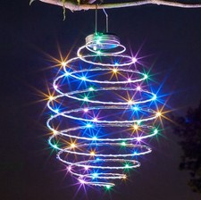 New Solar Spiral Lights LED Hanging Beehive Lamps Garden Outdoor Patio Decor