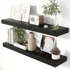 36 Inch Floating Shelves for Wall 8 Inch Deep Black Shelves Set of 2,Wall