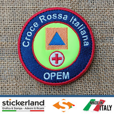 Toppa Patch Croce Rossa Italiana CRI - OPEM da 7,5 cm base fluo con velcro M+F