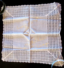 Handkerchief Chicago Stock Show Souvenir Embroidered Text Kellie Long VTG