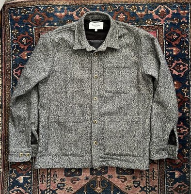 Corridor NYC Grey Heather Textured Wool Blend Lined Chore Jacket Coat Sz M EUC