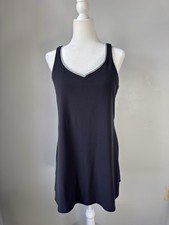 Athletic Soft Ruffle Dress L Black Built In Bra Shorts Athleisure