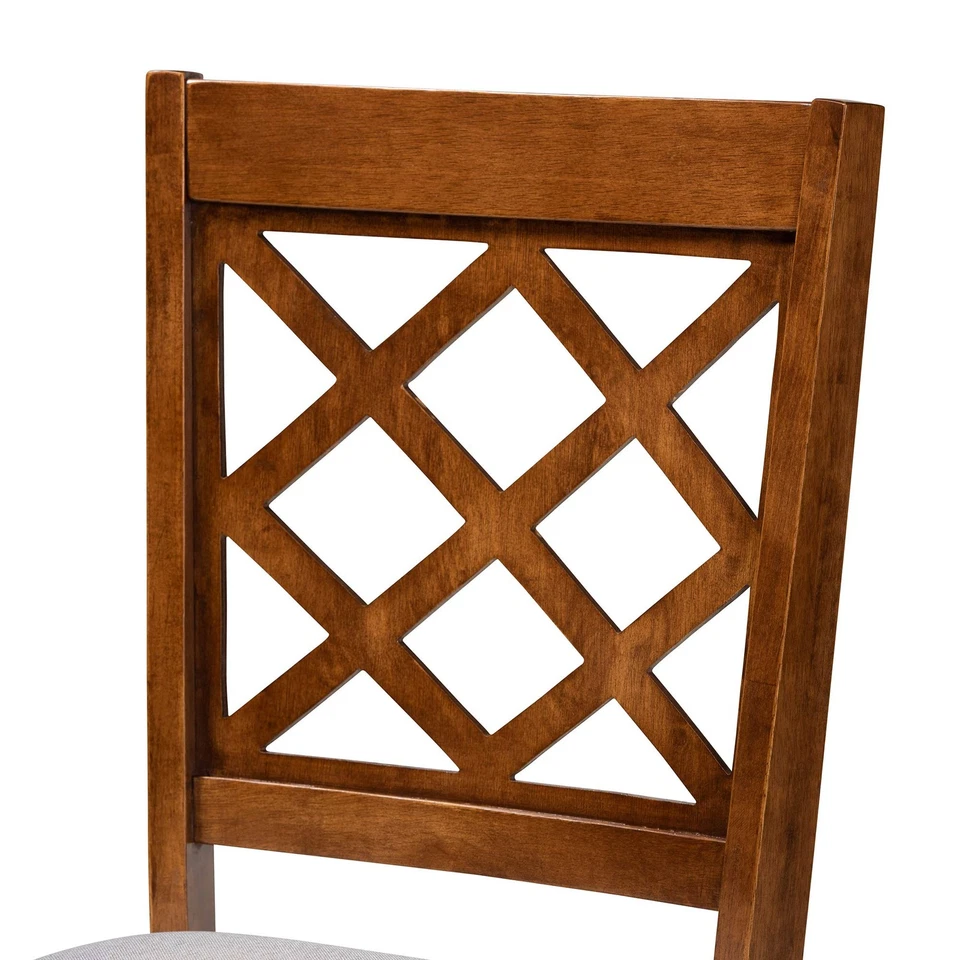 Juego de sillas de comedor Verner - Tapizado de tela gris, madera con acabado de nogal Foto 4 de 4