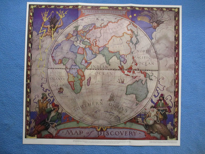 1928 N.C. Wyeth Art Print - ''Map Of Discovery, Eastern Hemisphere'' - C MY OTHERS