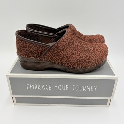 DANSKO Professional Mini Leopard Suede Clogs Women s EU 39 US 8.5-9 w/ Box