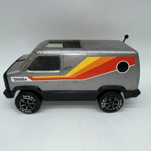Tonka Vintage #1950 Play People Silver Sparkle Pressed Steel Custom Van Toy USA