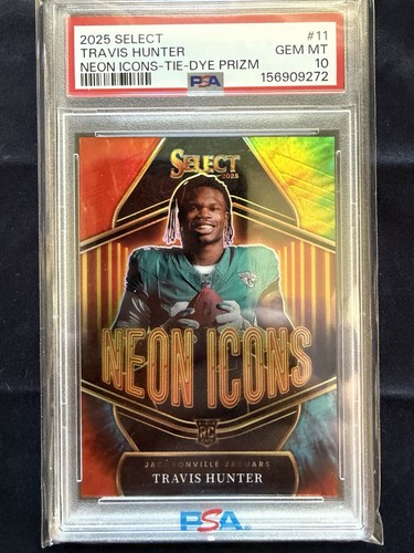 Travis Hunter [Tie-Dye Prizm] #11 2025 Panini Select Neon Icons card