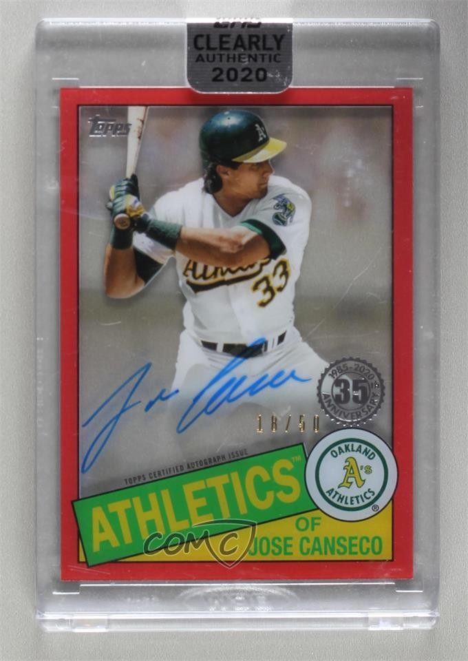 2020 Clearly Authentic 1985 Topps Baseball Red 18/50 Jose Canseco Auto 7ut