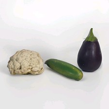 Faux Food Prop Display Vegetable Cauliflower, Eggplant  Cucumber