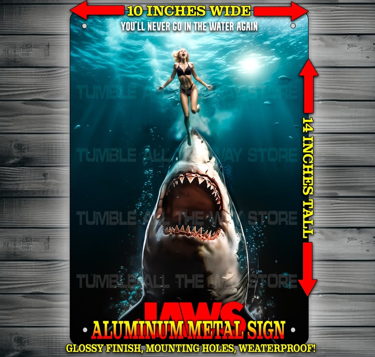 Jaws 70s Great White Shark Horror Movie Metal Sign Wall Art 10