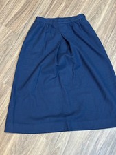 Vintage Pendleton Navy Blue Wool Midi Skirt A Line Pleated Made in USA Size S/M